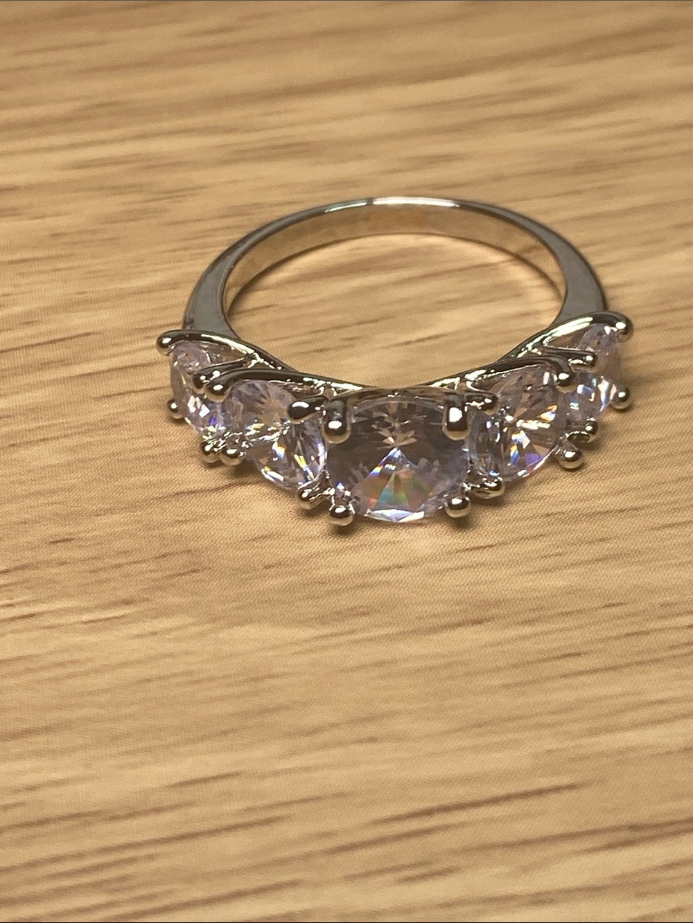 Sterling Silver Cubic Zirconia 5-Stone Ring - White